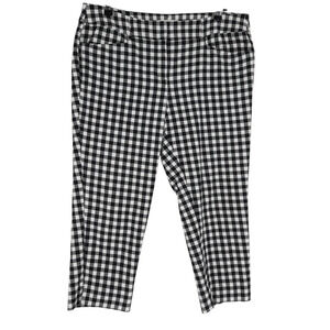 Ann Taylor LOFT Marisa Riviera Pants Black Gingham Mid Rise Crop Pant Petite 12P